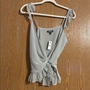 Express Mint Green Ruffled Sleeveless Blouse Size XS